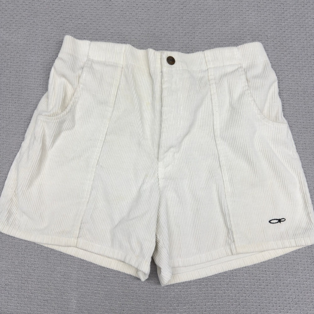 Vtg Ocean Pacific OP Corduroy Shorts Womens 32 White High Rise Beach Retro